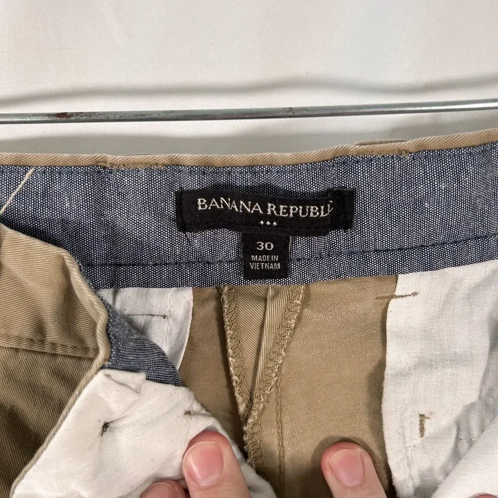 Banana Republic Shorts Men's 30 Tan Brown Pockets Button Zip 100% Cotton